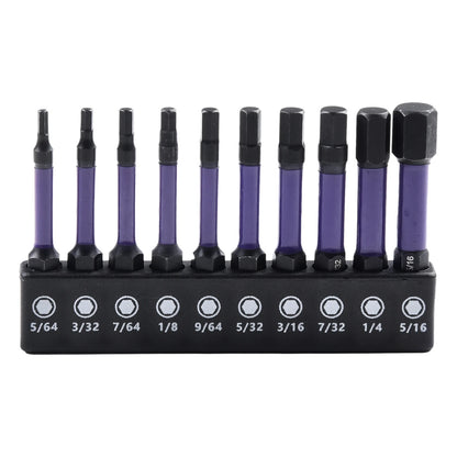 10Pcs Magnetic Hex Head Screwdriver Bit Set 1/4 Shank Screwdriver Bit Imperial 5/64 3/32 7/64  1/8 9/64 5/32 3/16 7/32 1/4 Power