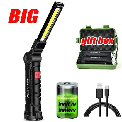 LED Work Light Magnetic Base 360° Rotating Rechargeable Flashlight