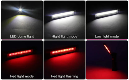 USB Rechargeable Portable COB LED Flashlight Work Light Magnetic Lanterna Hanging Lamp with Built-in Battery Camping Torch