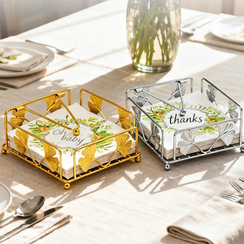 Rustic Metal Napkin Holder Square Paper Organizer for Kitchen