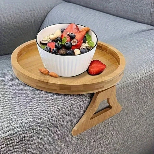 Clip On Bed Couch Arm Tray Table Foldable Sofa Armrest Holder for Snacks Breakfast Drinks Phone Remote Control Comfort