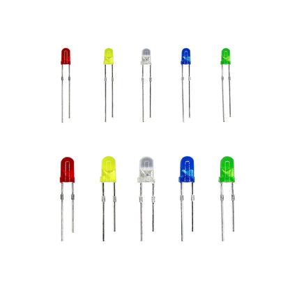 200PC/Lot 3mm & 5mm LED Kit Mixed Color Red Green Yellow Blue White Light Emitting Diodes with Storage Box