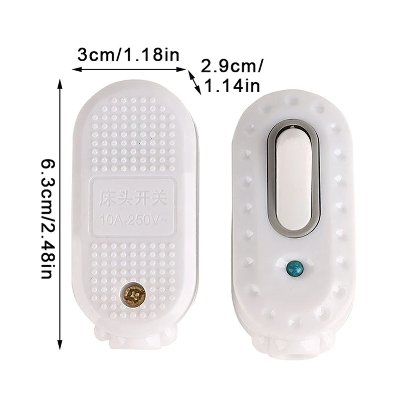 1pc Night Light Power Cord Switch Control Light Wiring Switch New White Bedside Switch Lamp Fan