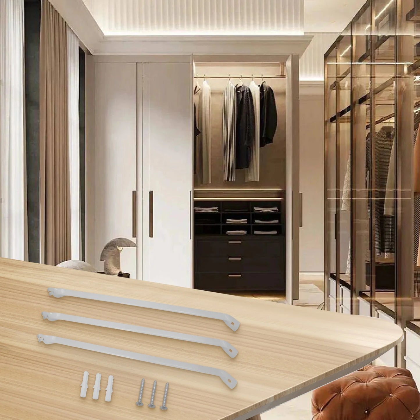 3 Pack Metal For Wire Shelf Support Brackets for Closets Built to Provide Strong Support with Enhanced Load Capacity