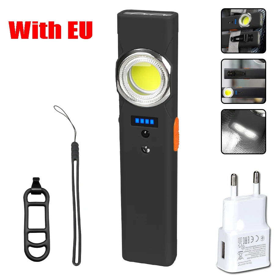EDC LED Flashlight with Pen Clip Magnetic Rechargeable Work Light
