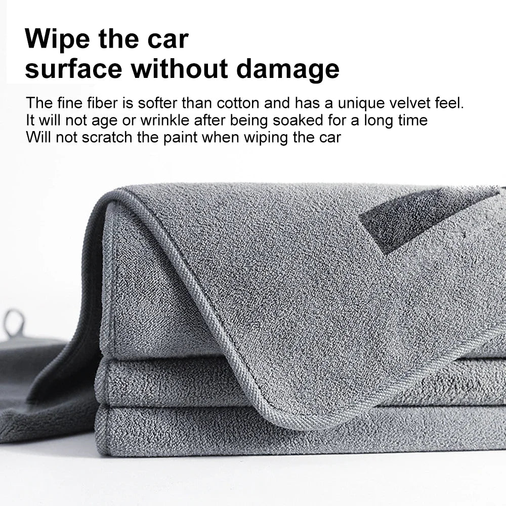 1/2PCS High-end Microfiber Car Wash Towel Soft Drying Cloth Car Body Towels Double Layer Plush Thicken Water Absorption Car Rag