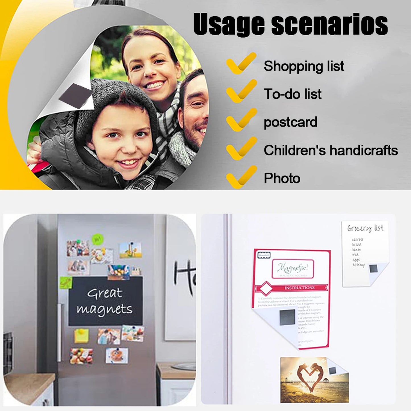Square Self Adhesive Magnetic Sheets Flexible Refrigerator Magnets
