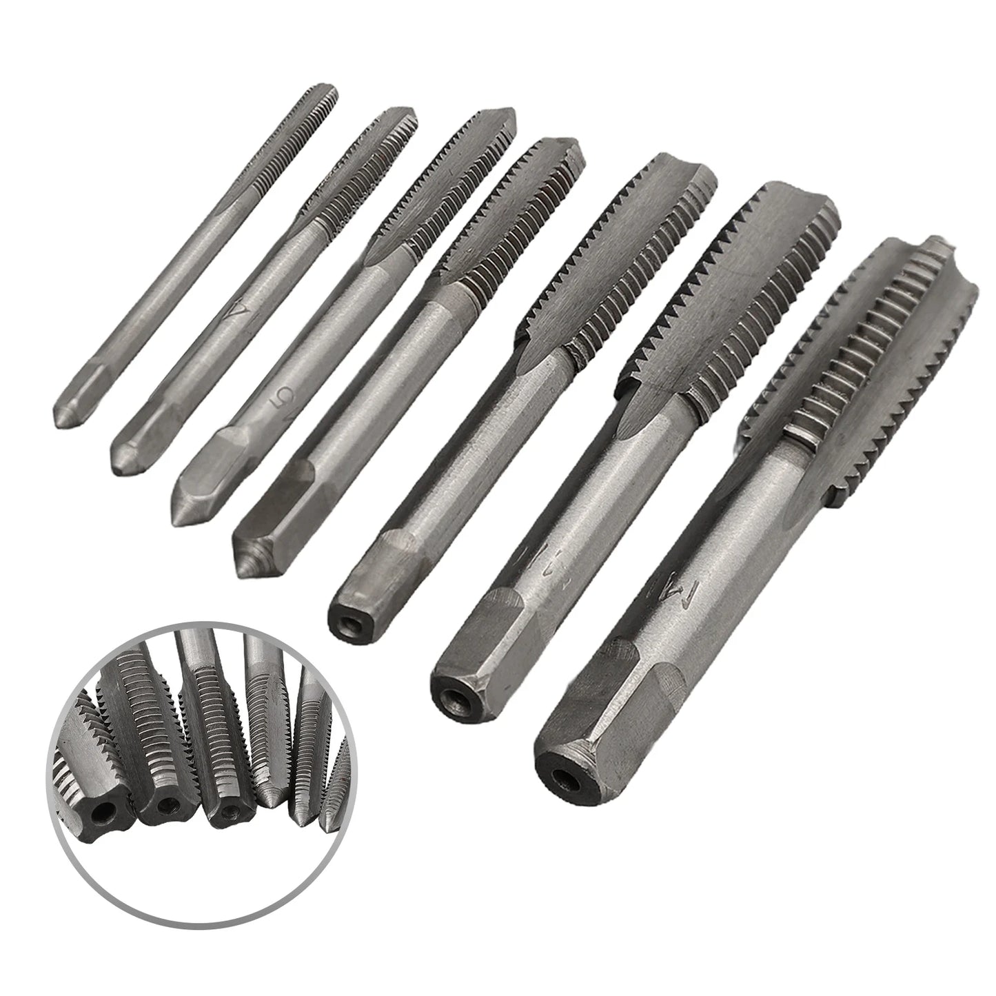 7Pcs For M3 Metric Thread Tap Drill Bits Set with HSS Straight Fluted Screw Taps for Stainless Steel and General Steel