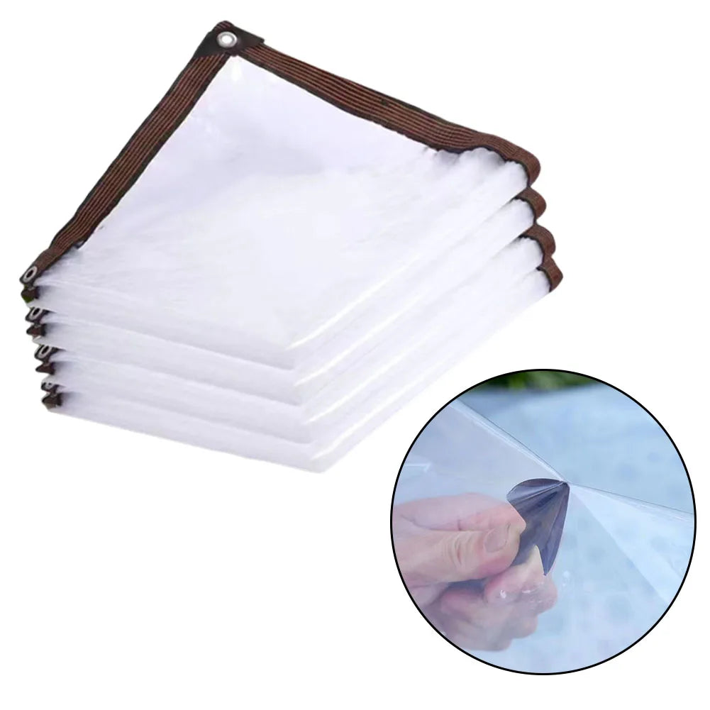 Transparent Waterproof Tarpaulin Clear Tarp PE Film Garden Patio Enclosure Wind And Cold Protection Plant Cover With Grommets