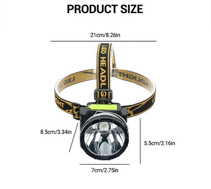 COB LED Induction Headlamp USB Rechargeable 5 Mode 18650 Headlight