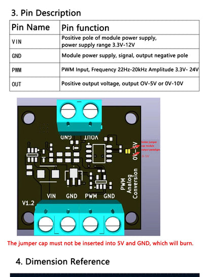 PWM to Voltage Converter Module 0–100% Duty Cycle to 0–5V/0–10V Output