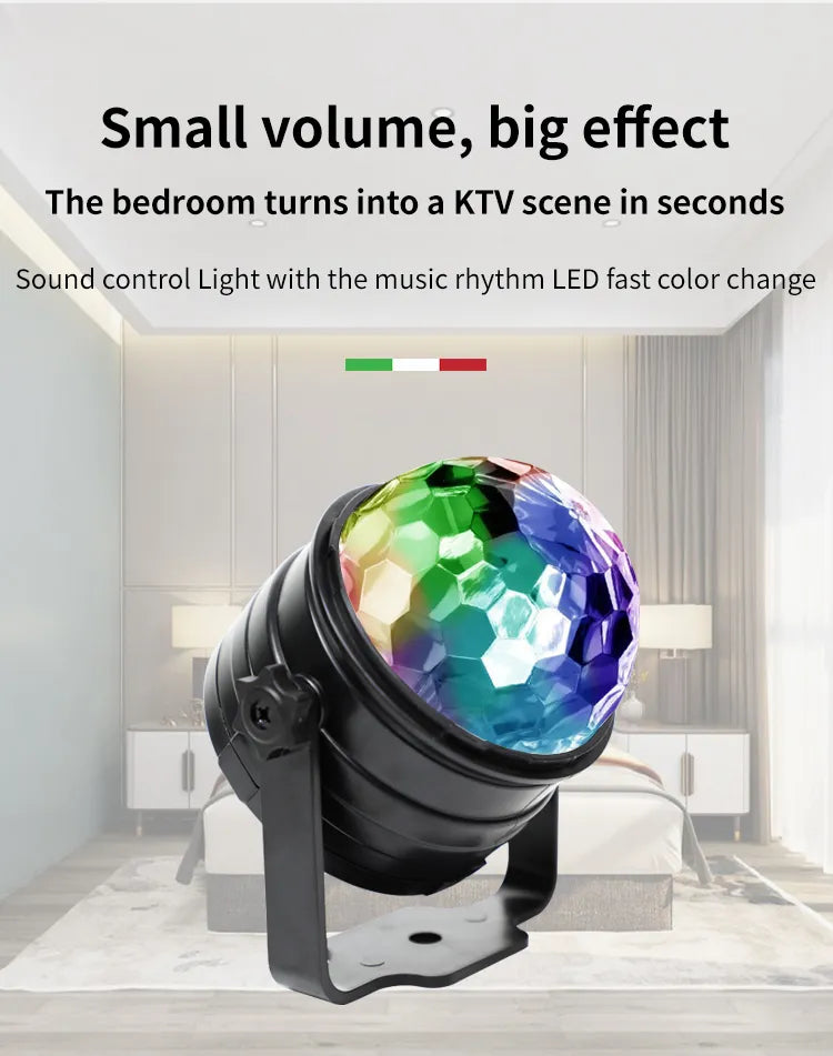 Sound Activated LED Disco Ball Light with Remote Remote Party Lamp