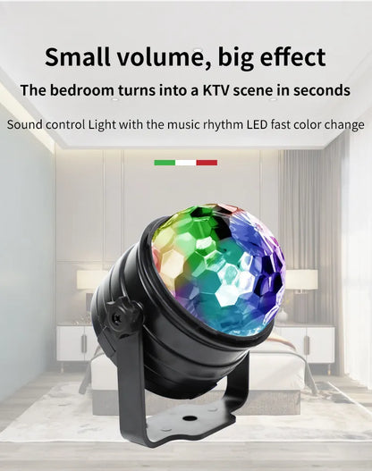 Sound Activated LED Disco Ball Light with Remote Remote Party Lamp