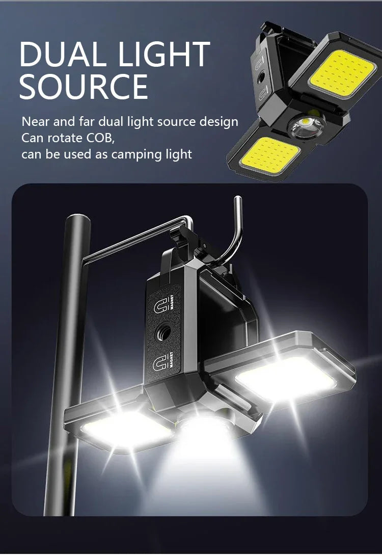 Rechargeable LED Pocket Flashlight Folding Bracket Keychain Light