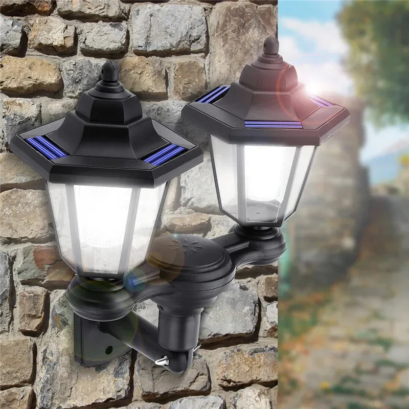 Waterproof Hexagonal Solar Lights Outdoor Lawn Lamp Solar Wall Lamp Retro LED Lantern Garden Street Landscape Light