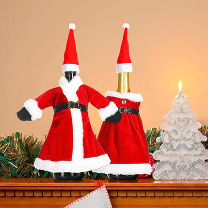 Creative Christmas Wine Bottle Cover Set Velvet Santa & Snowman Decor