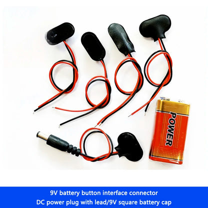 9V Battery Snap Connector with DC Lead and Square Cap