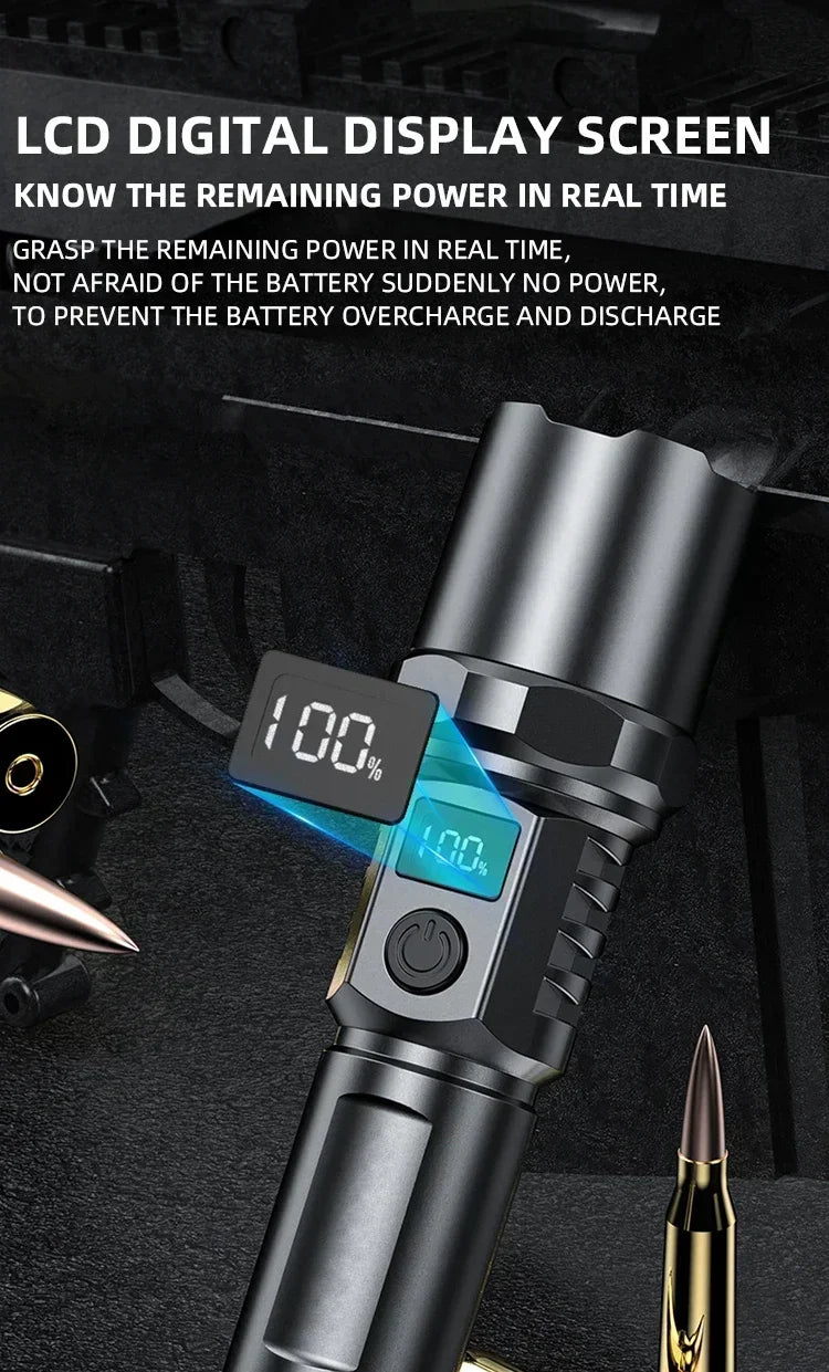 Super Bright LED Flashlight USB-C Rechargeable Tactical Torch