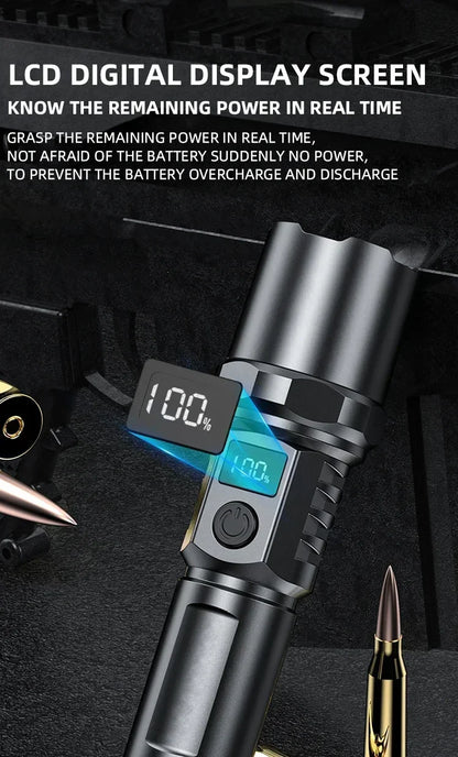 Super Bright LED Flashlight USB-C Rechargeable Tactical Torch