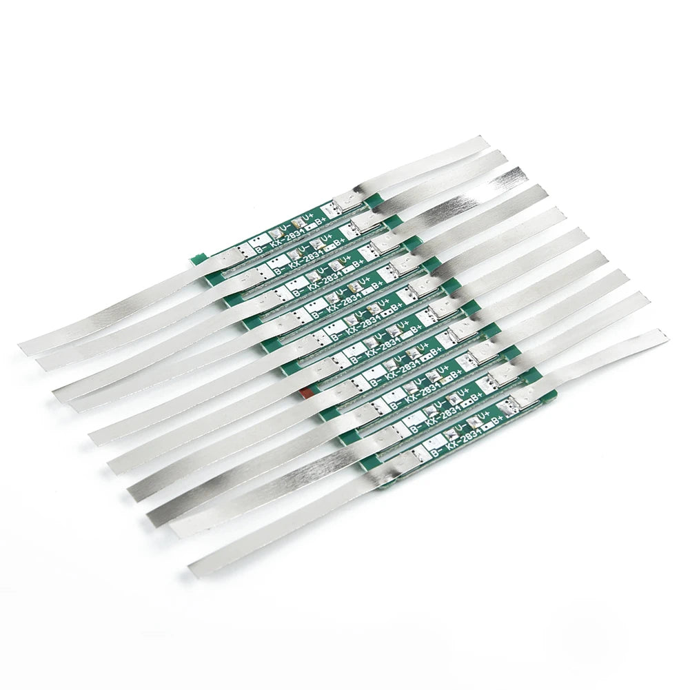 3A Protection Board Kit for 3.7V 18650 Li-ion Battery with Solder Tabs JB 28×3mm, Over-Discharge Protection 4.275±0.025V