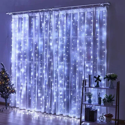 3M 6M Christmas Lights Curtains for Windows Led Fairy New Year Light Room String Battery Powered Garland Waterfalls Decorations