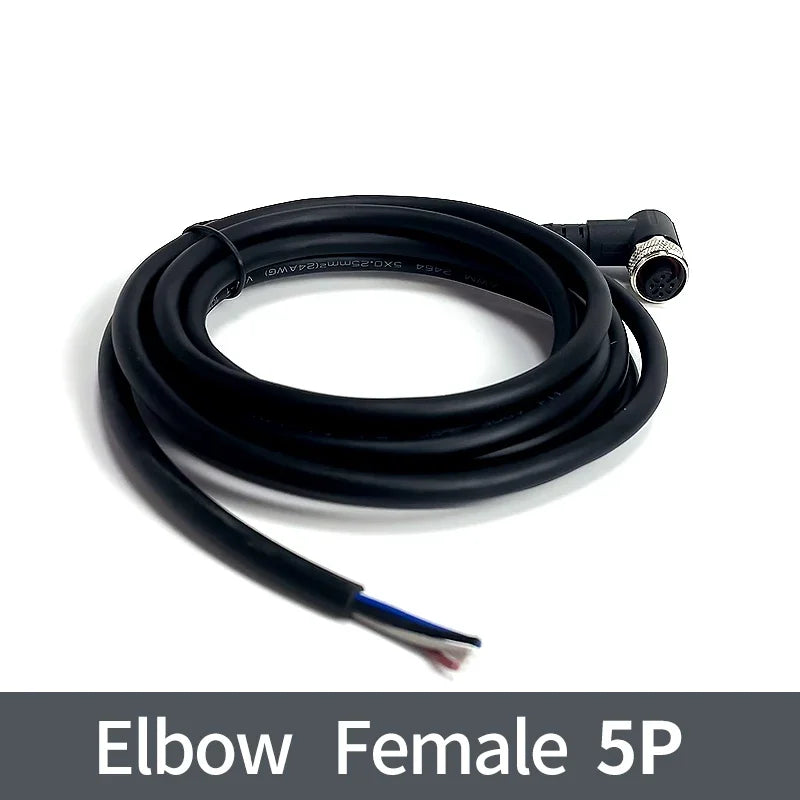 2m M12 Waterproof Sensor Cable Male & Female Connector 4/5/8/12 Pin Integrated Injection Molded