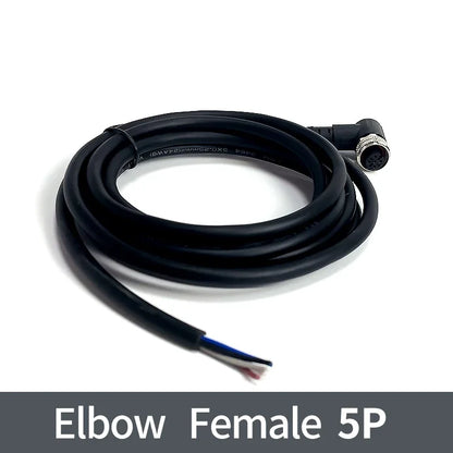 2m M12 Waterproof Sensor Cable Male & Female Connector 4/5/8/12 Pin Integrated Injection Molded