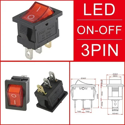 KCD1 Snap-In Boat Rocker Switch SPST ON-OFF 2/3/4 Pin 250V 6A 125V 10A 2P Toggle Power