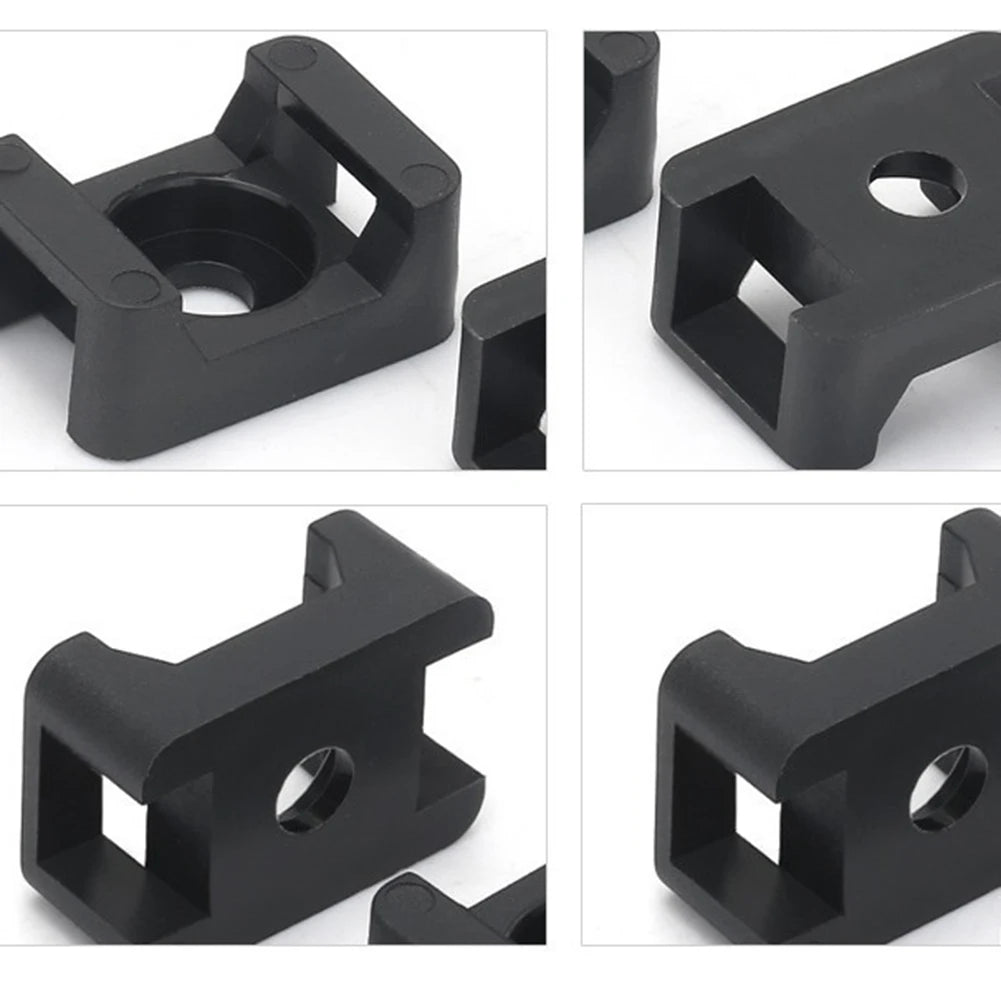 100PCS Cable Ties Base HC-2 M6 Cable Zip Ties Base Mount Screw Fixing Wire Holder Organizer 6.35mm Screw Hole Diameter