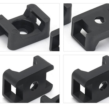 100PCS Cable Ties Base HC-2 M6 Cable Zip Ties Base Mount Screw Fixing Wire Holder Organizer 6.35mm Screw Hole Diameter