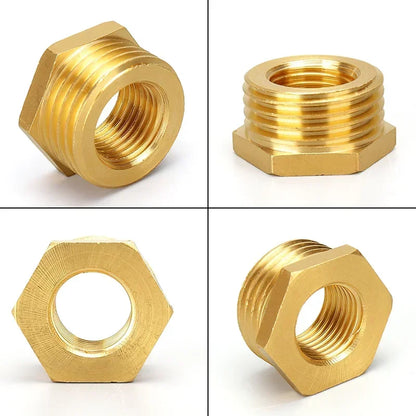 Brass BSP Reducing Hexagon Bushing Adapter Fitting Male to Female Connector for Fuel Water Gas Oil 1/8" 1/4" 3/8" 1/2" 3/4" 1"