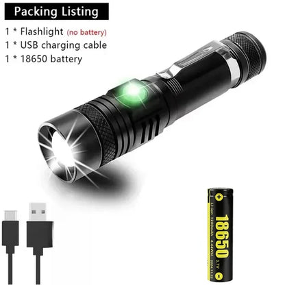Ultra Bright LED Flashlight T6 Rechargeable Tactical Clip Torch
