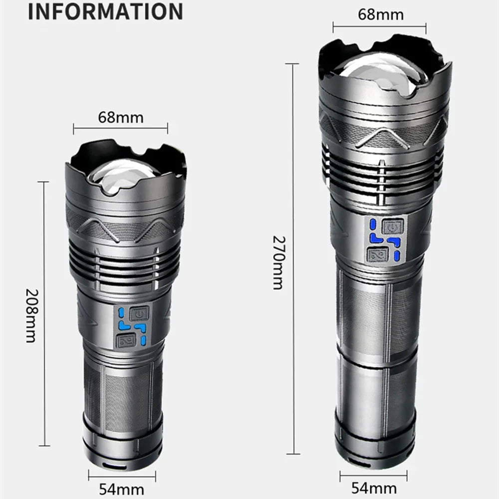 Ultra Bright 1000000LM Tactical Zoom Flashlight Rechargeable Torch