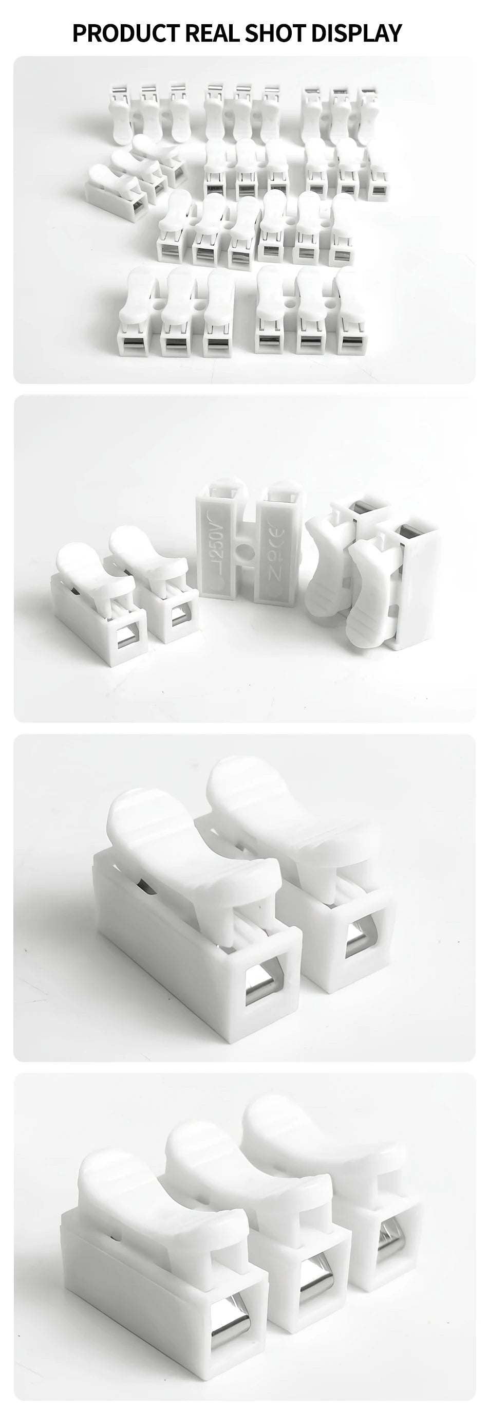 CH2 CH3 Quick Push Wire Connector 2Pin 3Pin Spring Loaded Terminal Block Flame Retardant Electrical Connector for Wiring