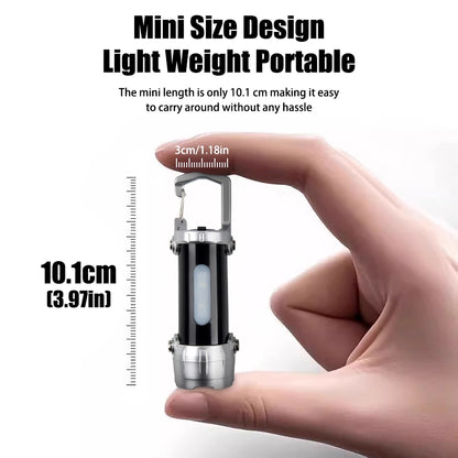 New COB Keychain Work Light Rechargeable LED Flashlight Portable Hiking Light with Hook Waterproof Keyring Camping Pocket Lamp