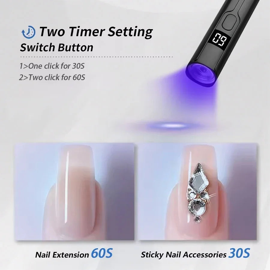 Rechargeable Professional UV LED Nail Lamp — Portable Mini Desk Nail Dryer with Display Stand for Gel Nail Art