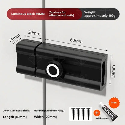 No Punching Door Lock Buckle Anti-Theft Latch Adhesive Hardware