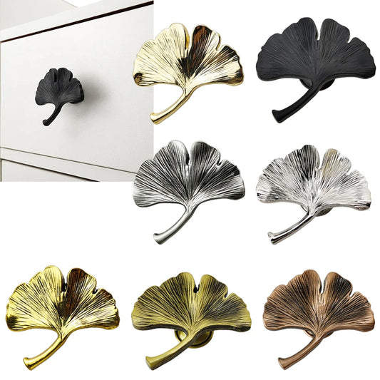 Zinc Alloy Ginkgo Leaf Cabinet Handle for Furniture Doors Providing Resistance and Applicable to For Children Rooms