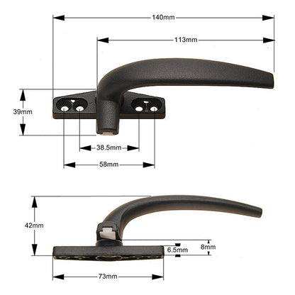 New Thickenin Aluminum Alloy Window Handle Push Out Swing Door And Window Single Point Handle Window Lock Seven Character Handl