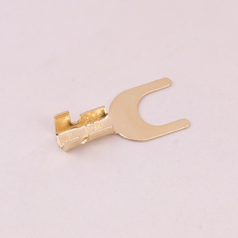 50pcs U-Shaped Brass Grounding Lug Fork Terminal Connector