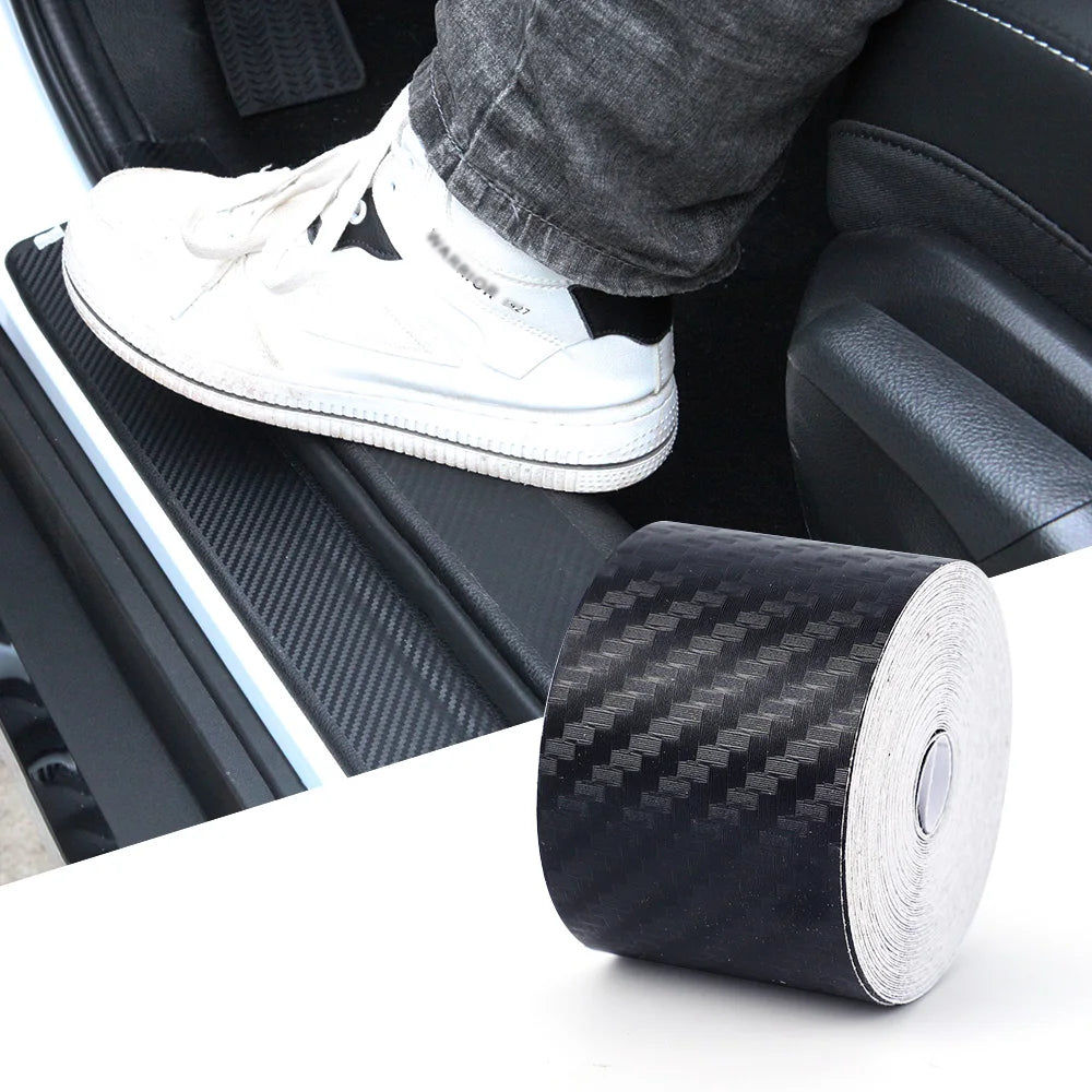 3D Carbon Fiber Matte Car Sticker DIY Paste Protector Strip Car Threshold Door Edge Anti Scratch Tape Waterproof Protection Film