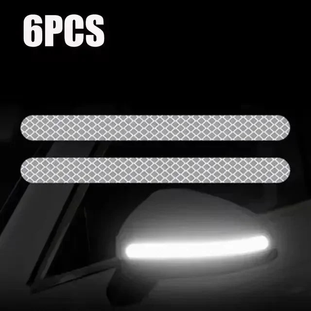 Car Reflective Safety Strip Stickers Rearview Mirror Warning Tape 6/2PCS