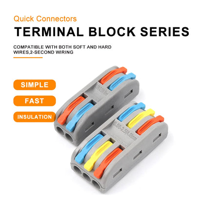 10PCS SPL2/3 Connector Wiring Terminal Quick PCT Lamp Wire Connector Parallel Wire Junction Box 2 In Multiple Out Splitter