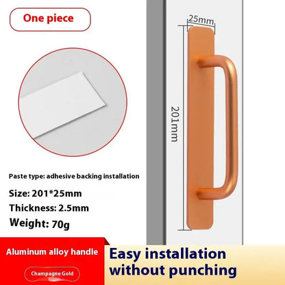 New Aluminium Alloy Punch-Free Furniture Cabinet Handle Sliding Door Pull and Flush Hardware Set for Wood Door Drawer