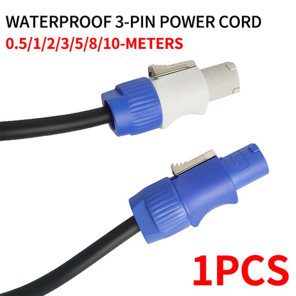 Weatherproof 3 Pin Power Cable 3x1.5mm² for Stage Audio Lighting Equipment Beam Projectors LED Displays