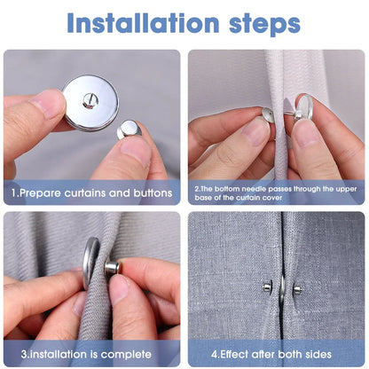 Curtain Magnetic Button Clips — Nail-Free Detachable Window Curtain Magnet Buckle Adjustment Accessories 1–10 Pairs
