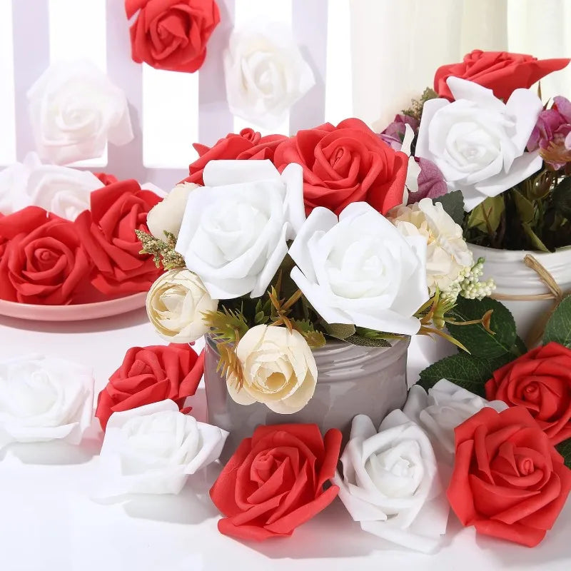 Artificial Rose Flower Heads Real Looking Foam Roses for DIY Wedding Baby Shower Centerpieces Party Home Decoration Wholesale
