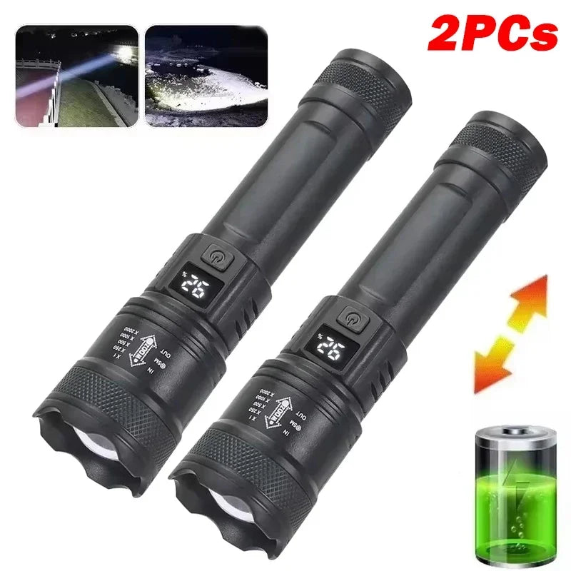 1600000LM Super Bright LED Flashlight – USB Rechargeable Long Range Tactical Torch Waterproof for Camping & Fishing