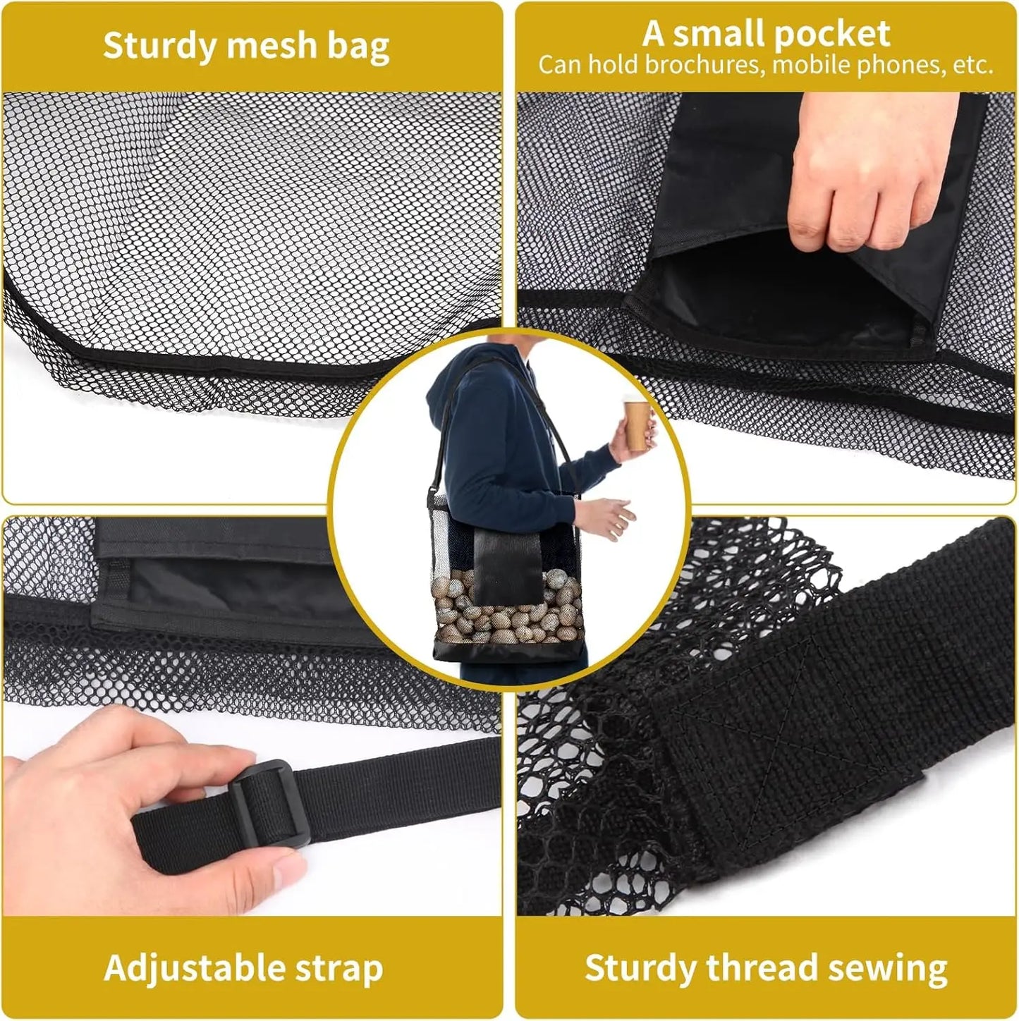 Mesh Mushroom Foraging Bag with Adjustable Shoulder Strap