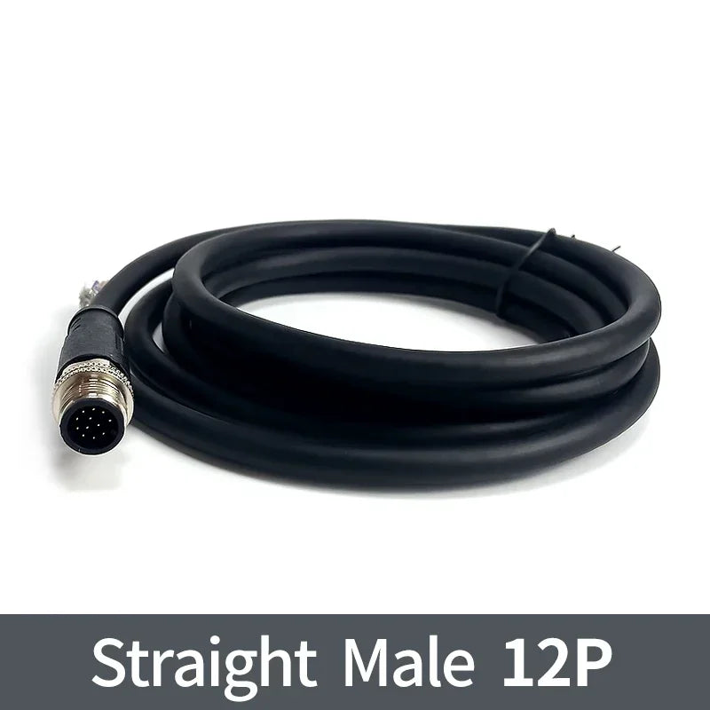 2m M12 Waterproof Sensor Cable Male & Female Connector 4/5/8/12 Pin Integrated Injection Molded
